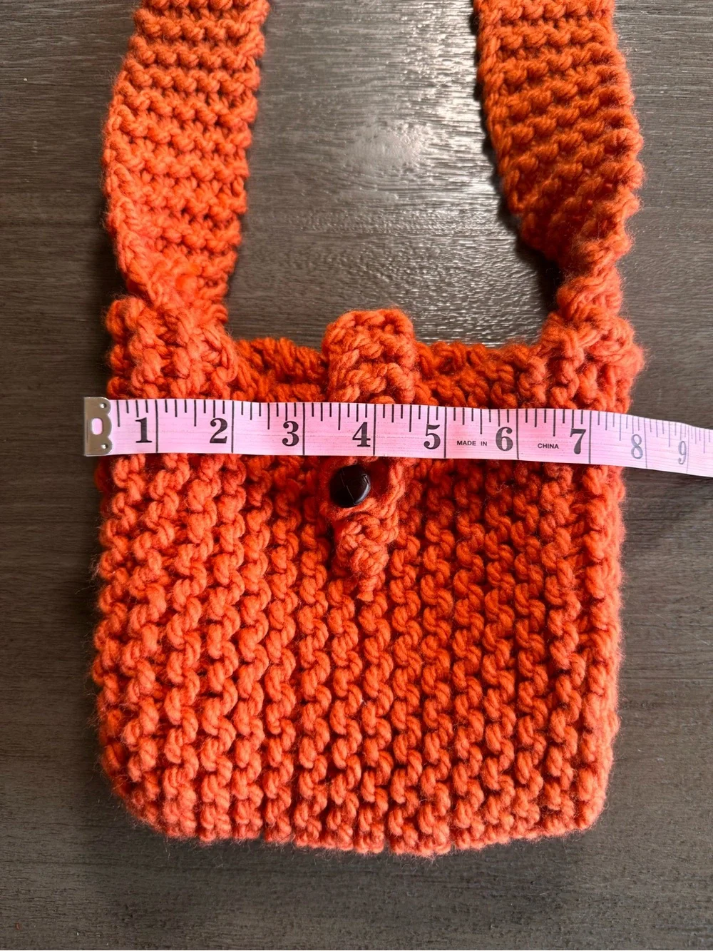 Handmade Dark Orange Crochet Woven Crossbody Purse Bag